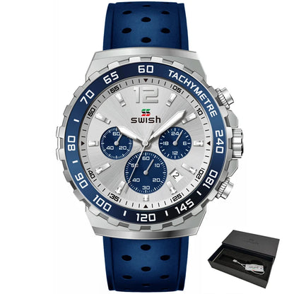 Sport Quartz Men Watch Silver Dial Chronograph Date - BLAKESTORE-NG