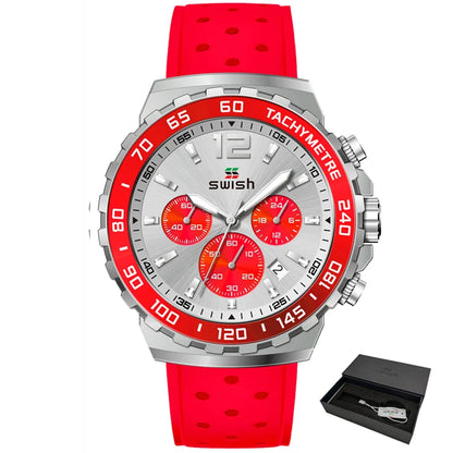 Sport Quartz Men Watch Silver Dial Chronograph Date - BLAKESTORE-NG