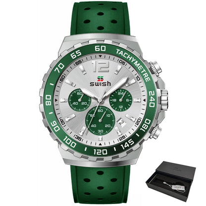 Sport Quartz Men Watch Silver Dial Chronograph Date - BLAKESTORE-NG