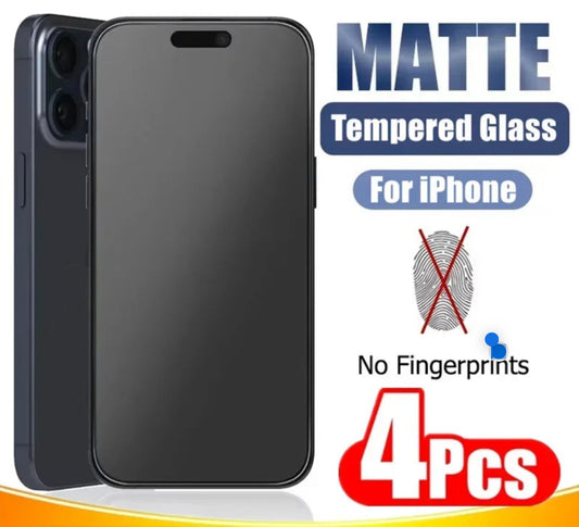 4Pcs Matte Tempered Glass For iPhone