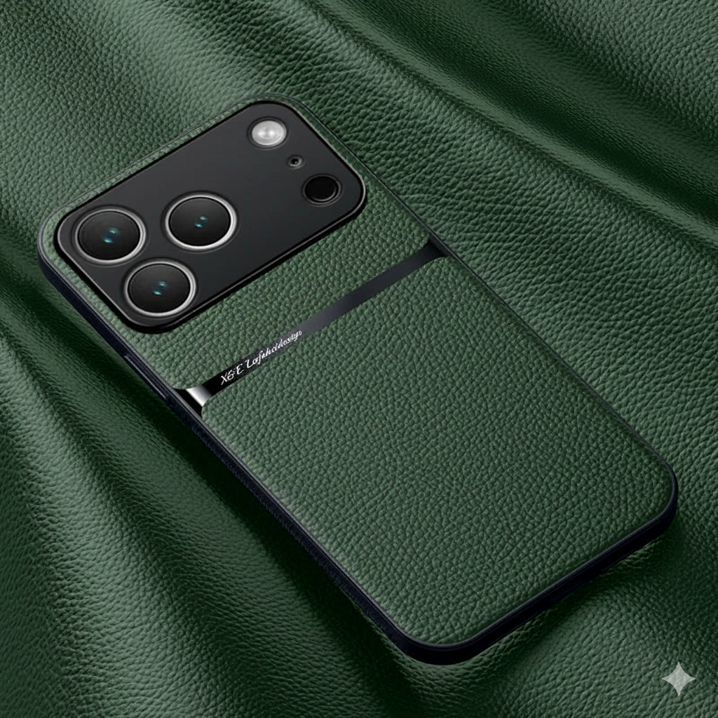 Magnetic Leather Back Case for iPhone 17 & 16 Series – Premium Protective Car Holder Phone Cover - BLAKESTORE-NG