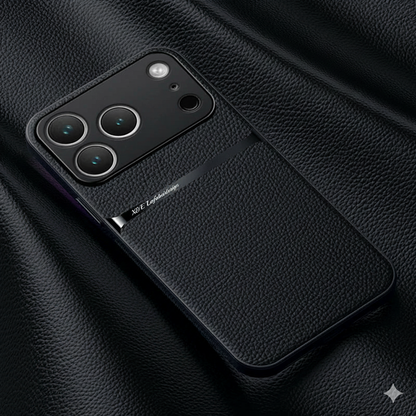 Magnetic Leather Back Case for iPhone 17 & 16 Series – Premium Protective Car Holder Phone Cover - BLAKESTORE-NG