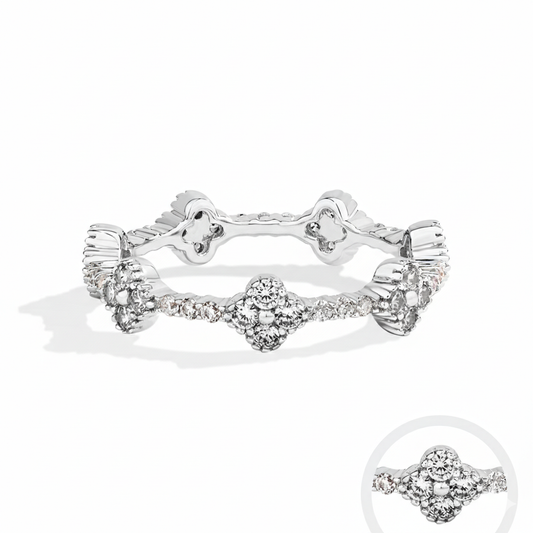 ATTAGEMS Eternity DVVS1 Moissanite Ring | D Color VVS1 Full Moissanite 925 Sterling Silver Gold Plated Eternity Band for Women