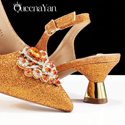 Women High Heels Sandal With Bag Set. Hot Selling INS Pointed-Toe Luxury Style.For Wedding Party
