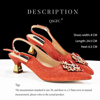 Women High Heels Sandal With Bag Set. Hot Selling INS Pointed-Toe Luxury Style.For Wedding Party