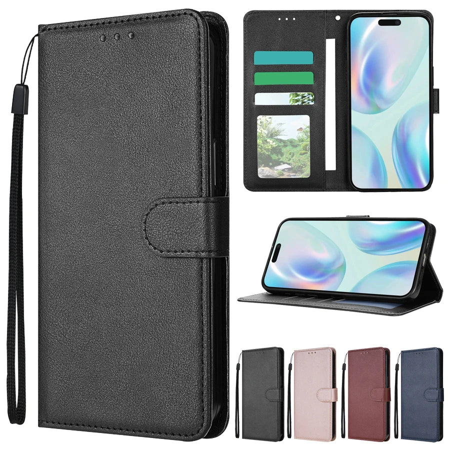 Wallet With Card Slot Photo Frame Stand Magnetic Flip Leather Case For iPhone.