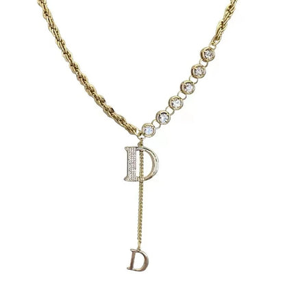 Gold Color Plated Necklace with classic D Letter Pendant.