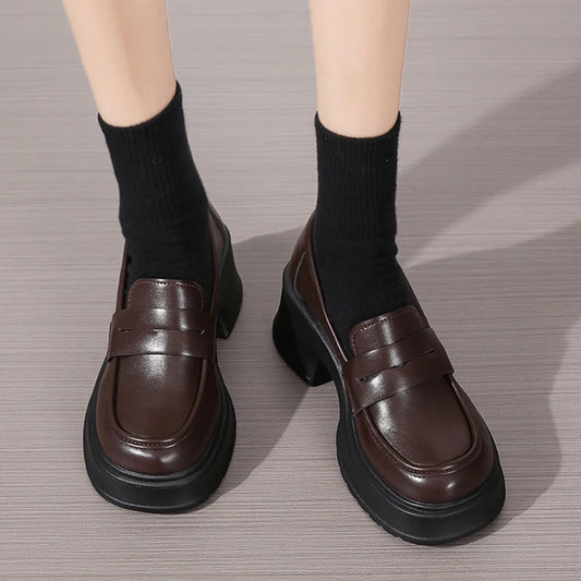 Women's Loafers Spring British Style Slip On Platform Shoes for Women.