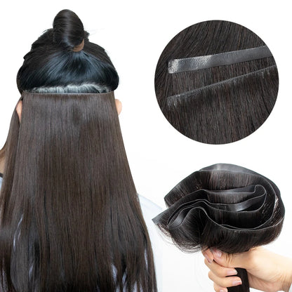 Invisible Long Tape PU Weft Human Hair.