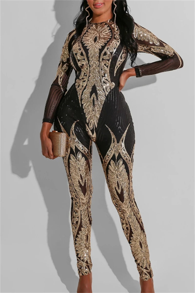 See through Sequin Jumpsuit.