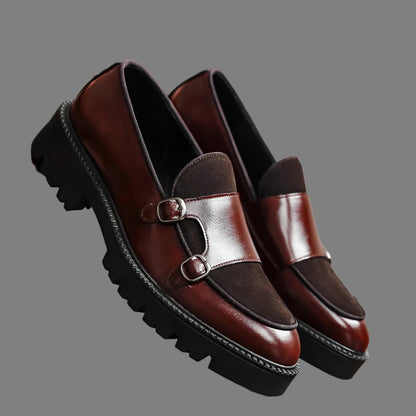 Men Loafer Leather Shoes.Thick-soled British Style.