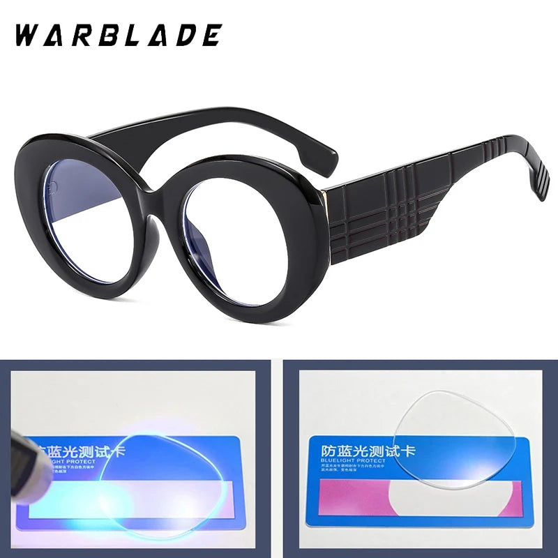 Retro Stripe Yellow Anti Blue Light Glasses For Women