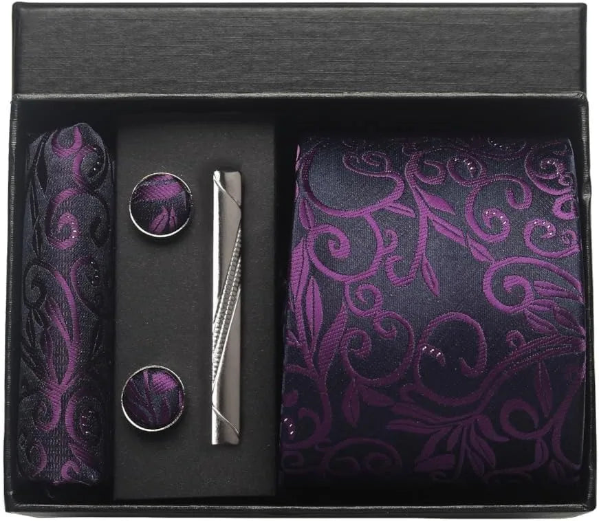 100% Silk Necktie Paisley Floral Mens Tie.