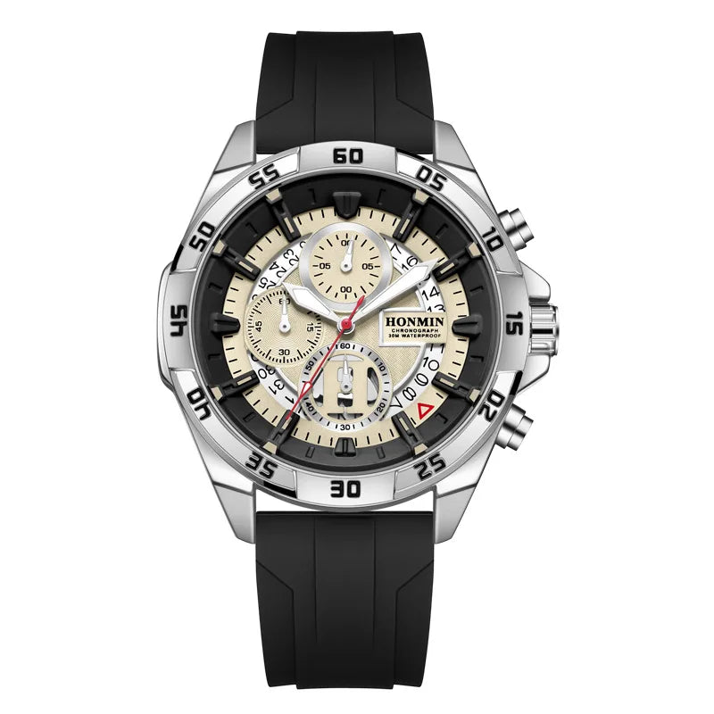 Unisex men’s watch with silicone strap.