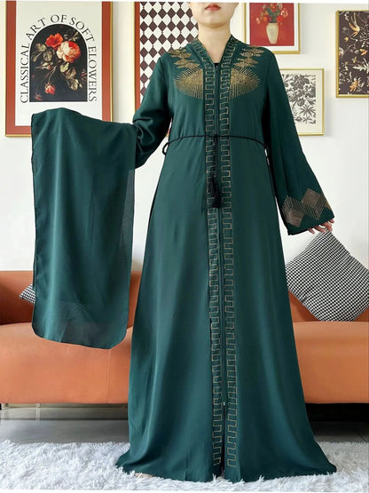 Luxury Design Open Abaya Muslim Women Dress.
