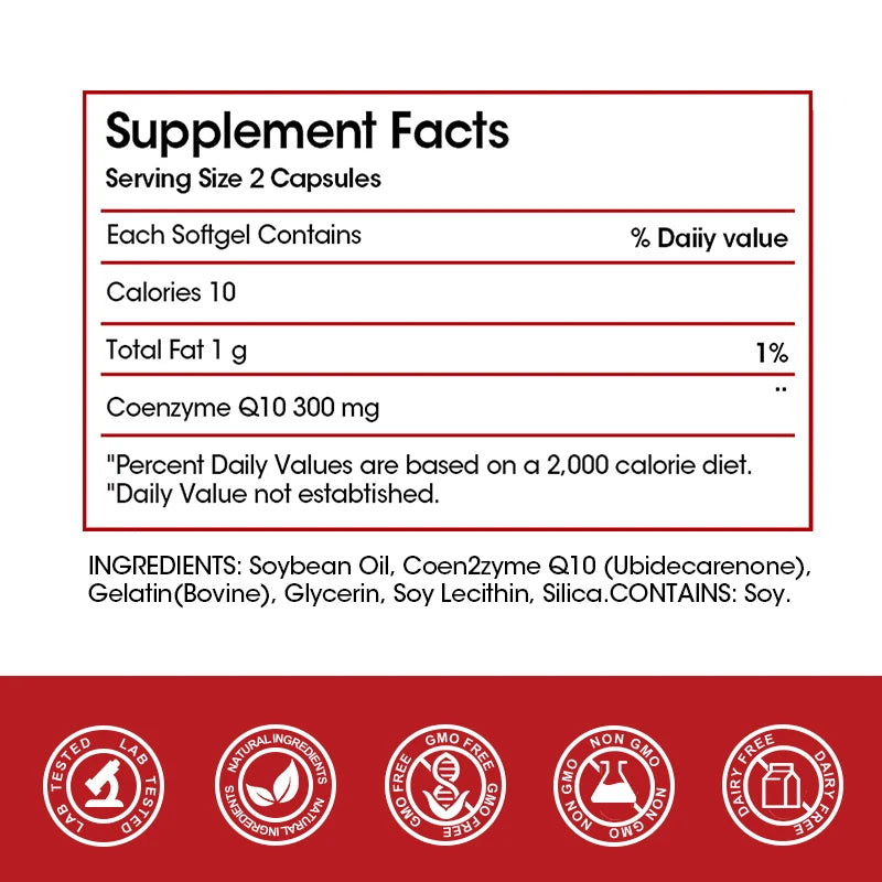 CoQ10 300mg Super 3x Absorption Antioxidant.