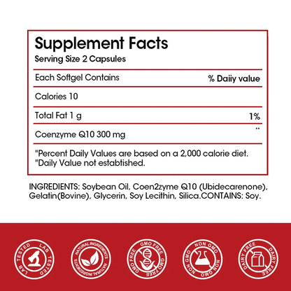 CoQ10 300mg Super 3x Absorption Antioxidant.