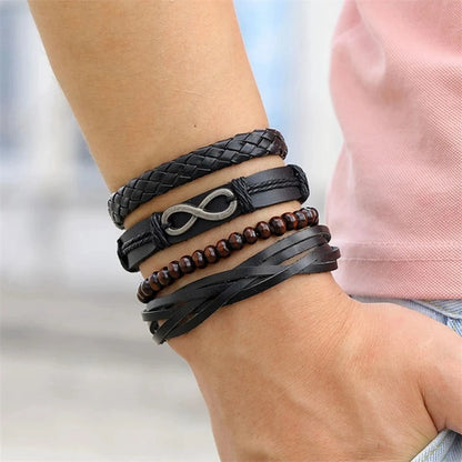 4Pcs/ Set Leather Bracelets For Men. - BLAKESTORE-NG