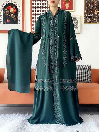 Luxury Design Open Abaya Muslim Women Dress.
