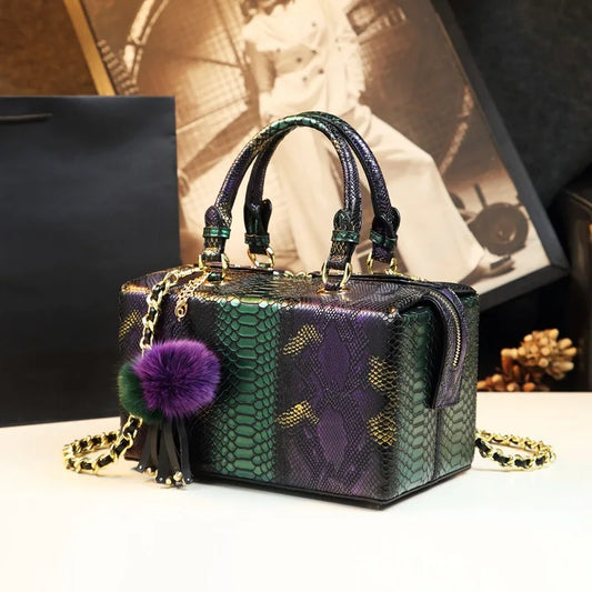 New Fashion Serpentine Women Handbags. European Design Leather Box/Shoulder Bags Female Girl Brand Luxury Crossbody Bag - BLAKESTORE-NG