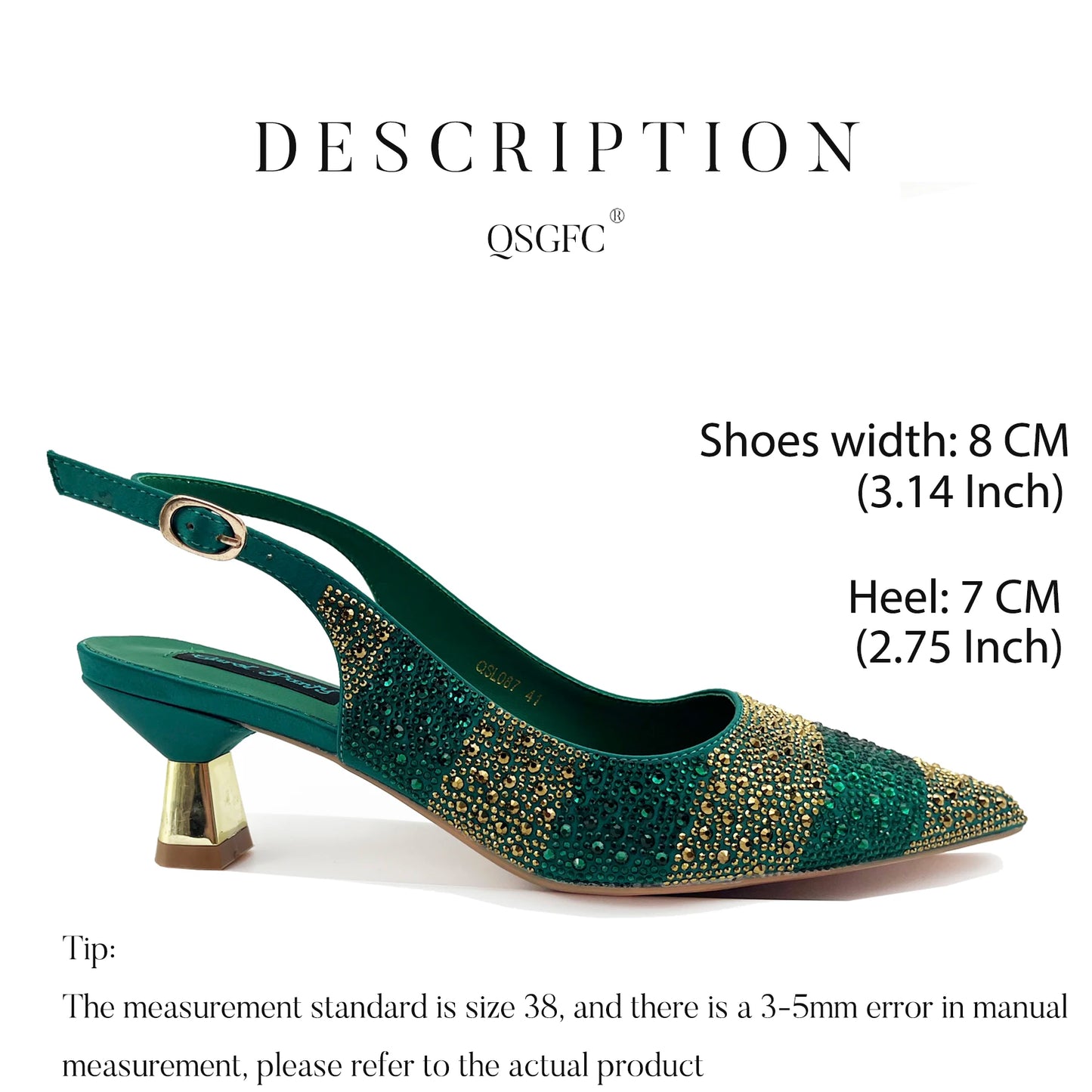 Women Heel Party Shoes Italian Design. Green Shoes And Bag Set.