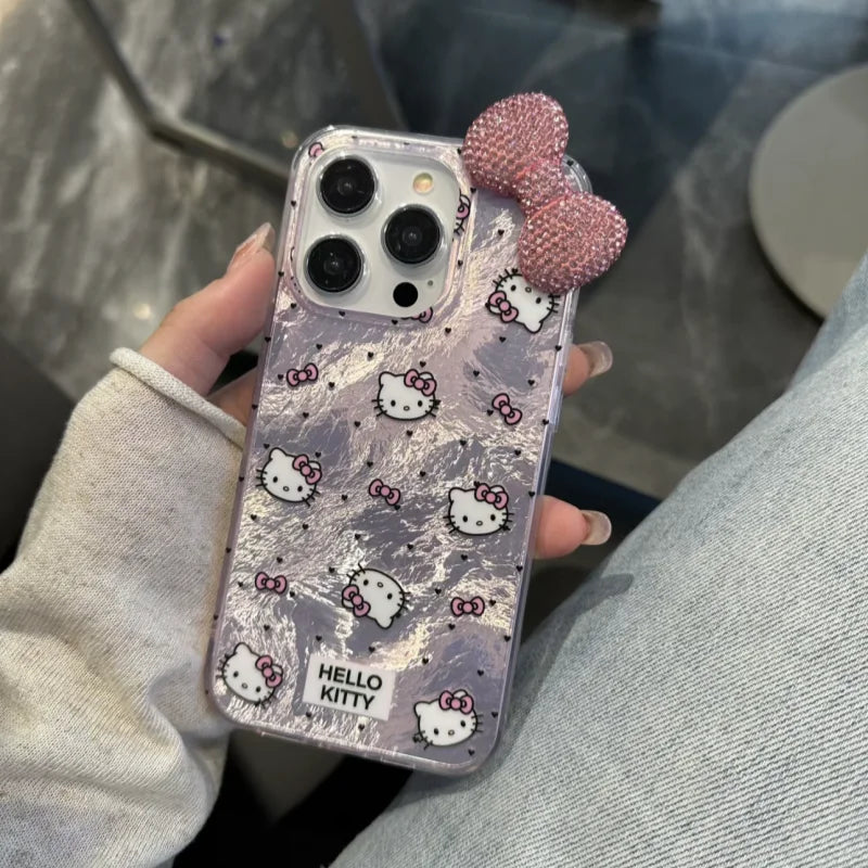 Hello Kitty Diamond Bowknot Hard Phone Case.