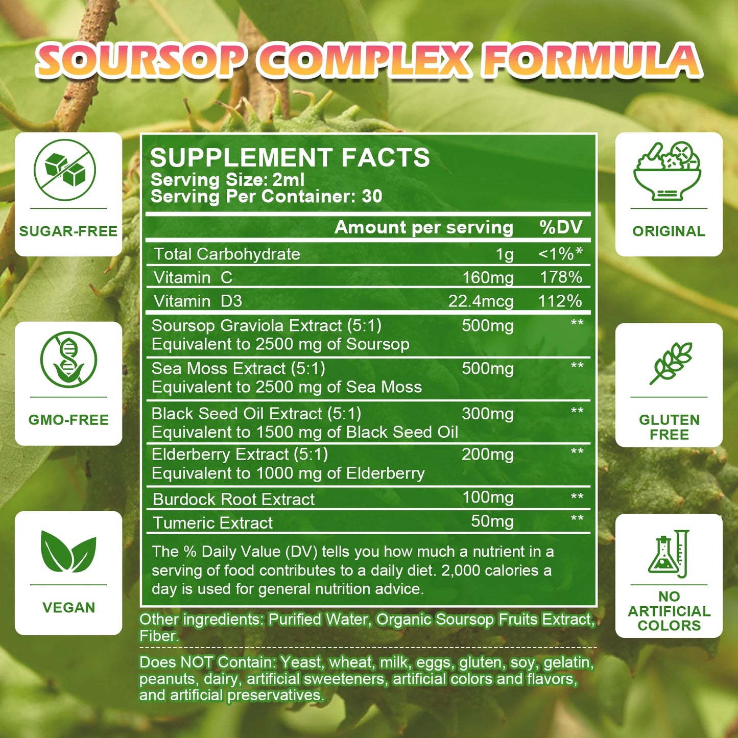 Kidney Detox-Soursop Graviola Extract Drops. Gluten-Free.
