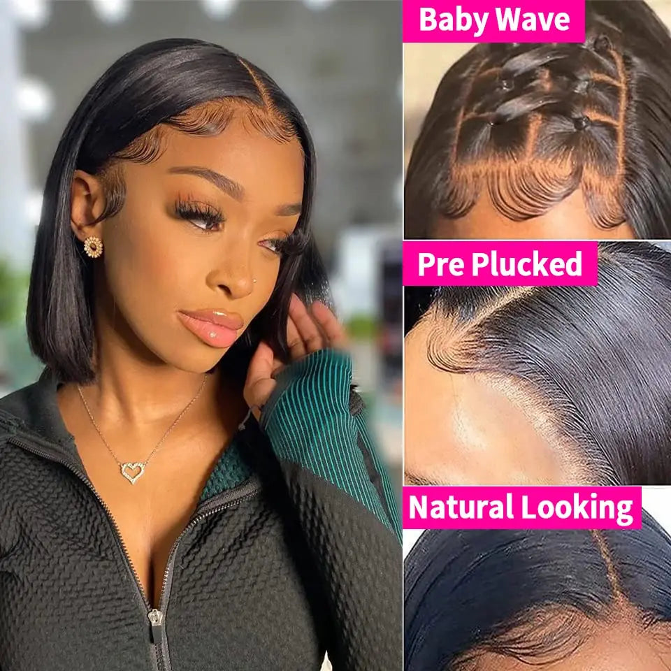 12Inch Bob Wig Human Hair Pre Plucked - BLAKESTORE-NG