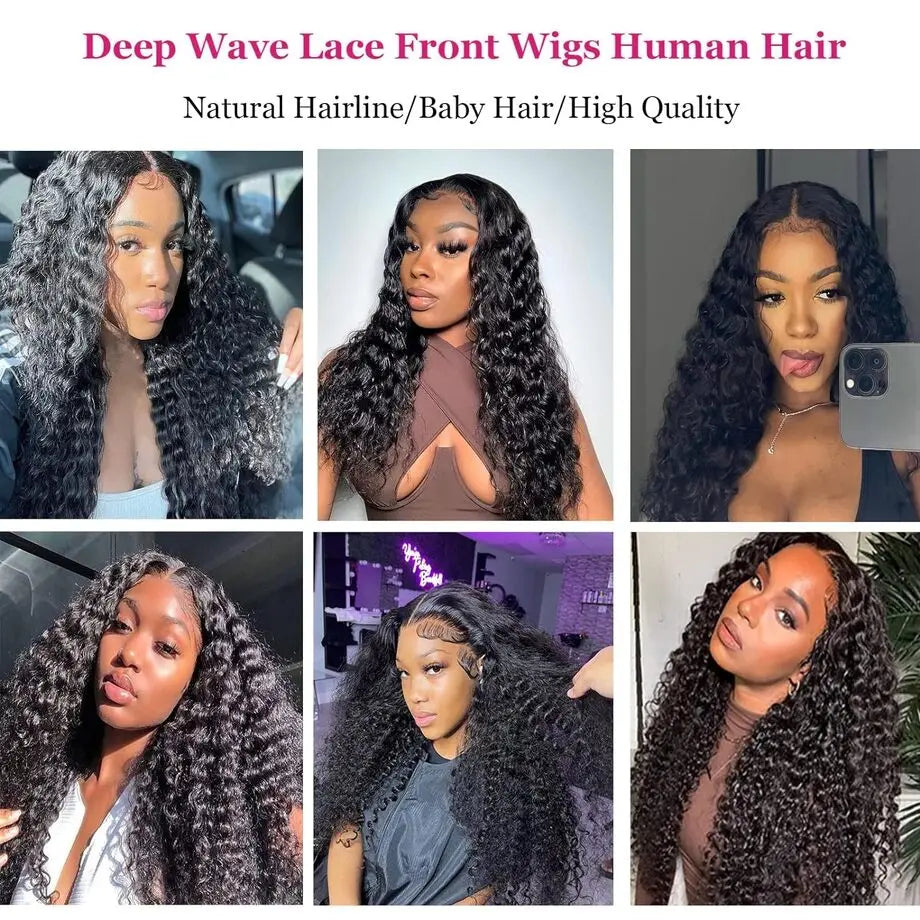 Black 13x6 Hd 30 Inch Deep Curly Water Wave Human Hair - BLAKESTORE-NG