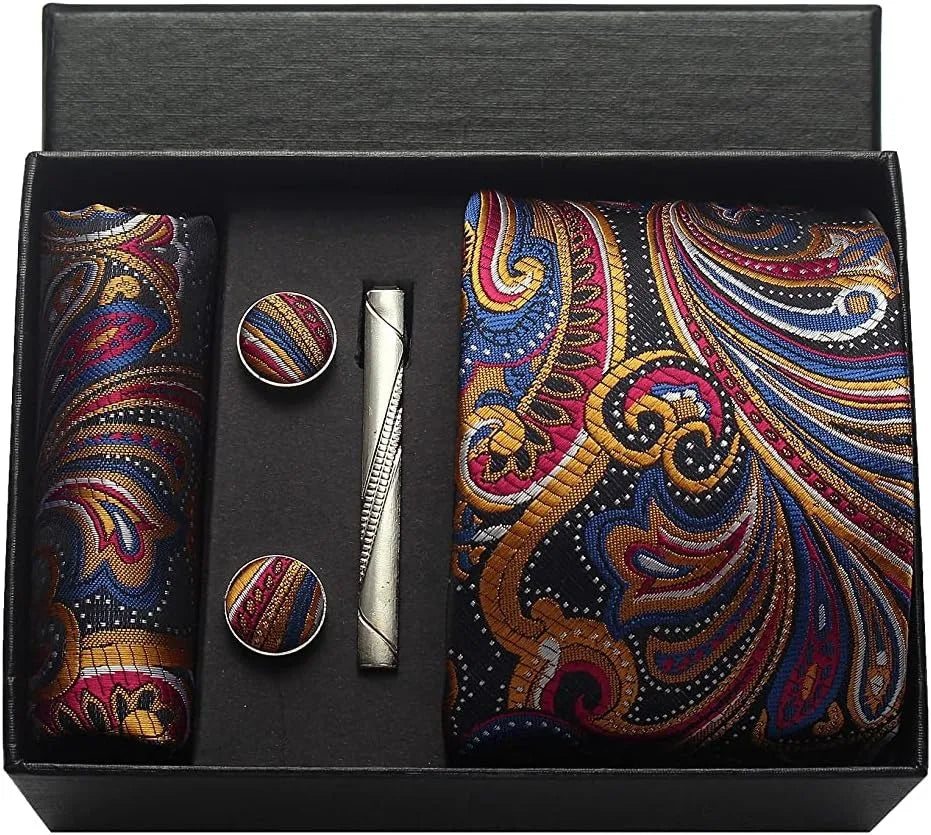 100% Silk Necktie Paisley Floral Mens Tie.
