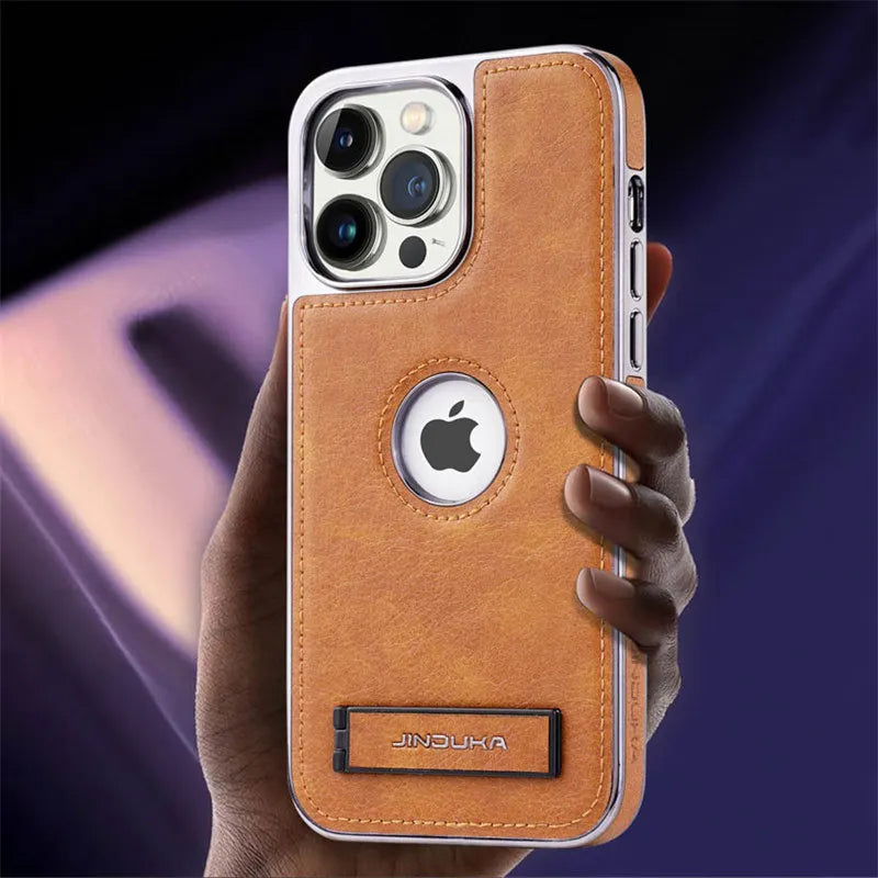 Bumper Leather Folding Kickstand Phone Case.