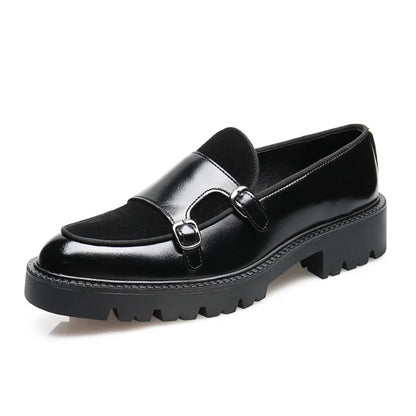 Men Loafer Leather Shoes.Thick-soled British Style.
