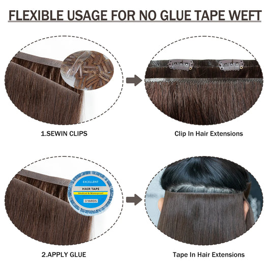 Invisible Long Tape PU Weft Human Hair.