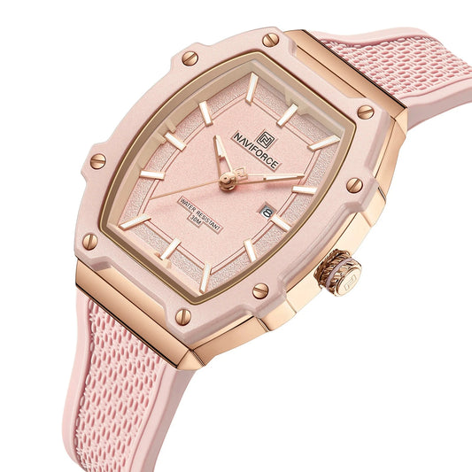 NAVIFORCE Barrel Women’s Watch | Silicone Strap Waterproof Sport Clock - BLAKESTORE - NG