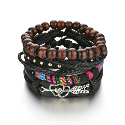 Multilayer Black Leather Jewelry Charm. Bracelets & Bangles for Men. - BLAKESTORE-NG