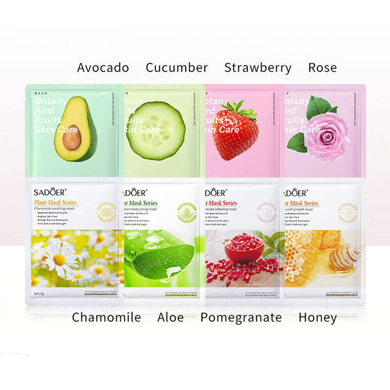 8pcs Natural Plant Beauty Skincare Facial Masks.