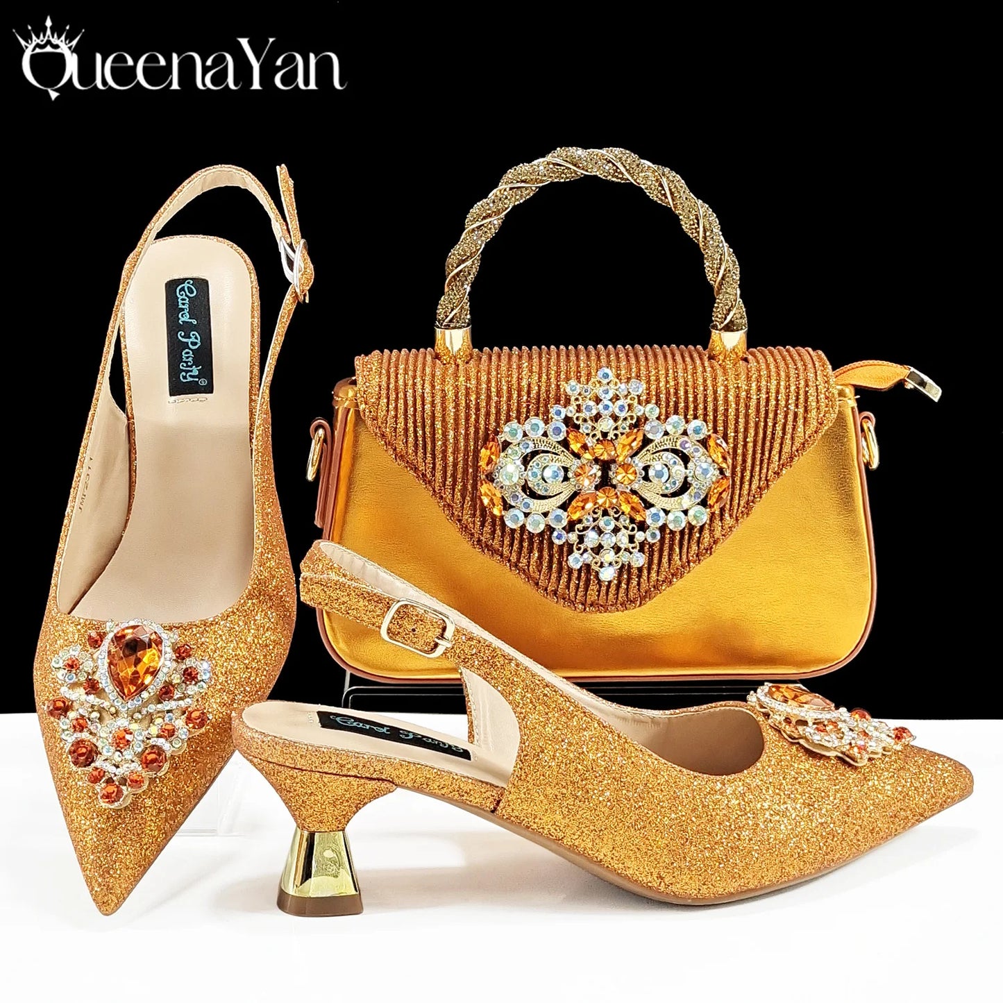 Women High Heels Sandal With Bag Set. Hot Selling INS Pointed-Toe Luxury Style.For Wedding Party