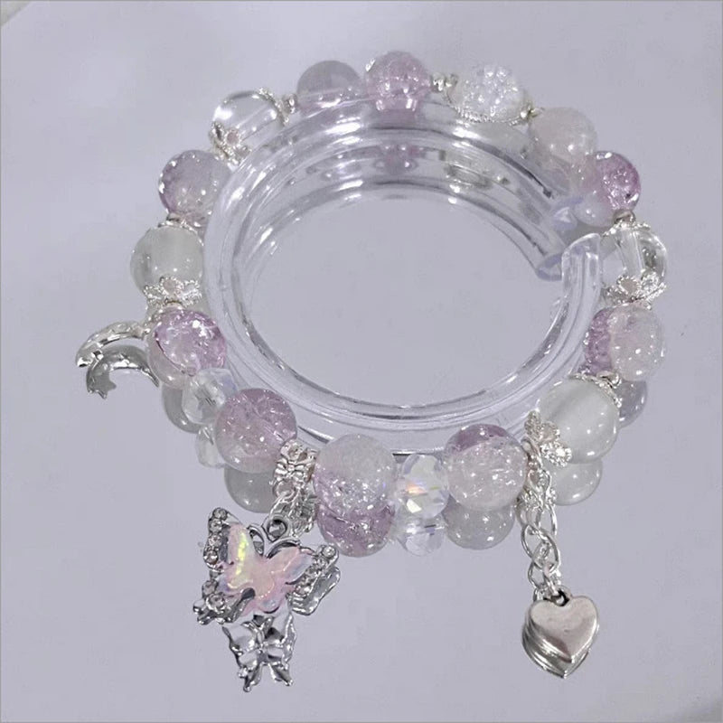 Fantasy Blue Crystal Beads Elastic Rope Bracelet. - BLAKESTORE-NG