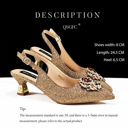 Women High Heels Sandal With Bag Set. Hot Selling INS Pointed-Toe Luxury Style.For Wedding Party