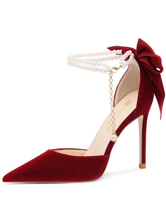 pointed toe thin heel wedding shoes bride