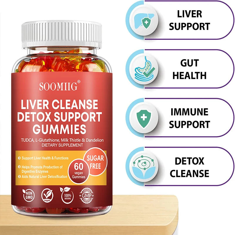 Liver Cleanse Detox Gummies + Liver Nutrients with Milk Thistle Extract.