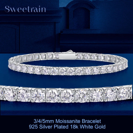 Dainty 925 Sterling Silver Moissanite Tennis Bracelet.