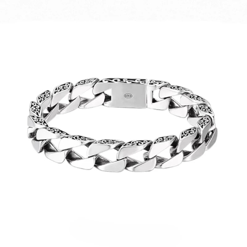Men's S925 Silver Retro Bar Bracelets.