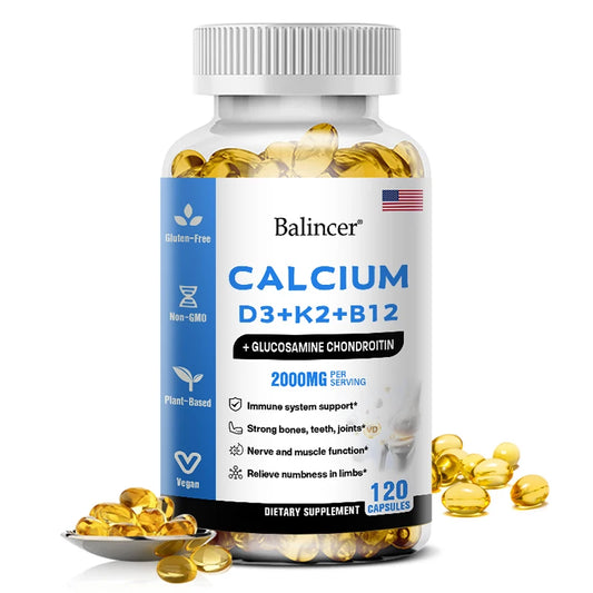 Calcium + Vitamins D3, K2 & B12 - Bone, Teeth & Muscle Health