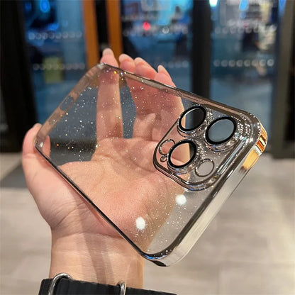 Luxury Transparent Bling Glitter Plating iPhone Case.