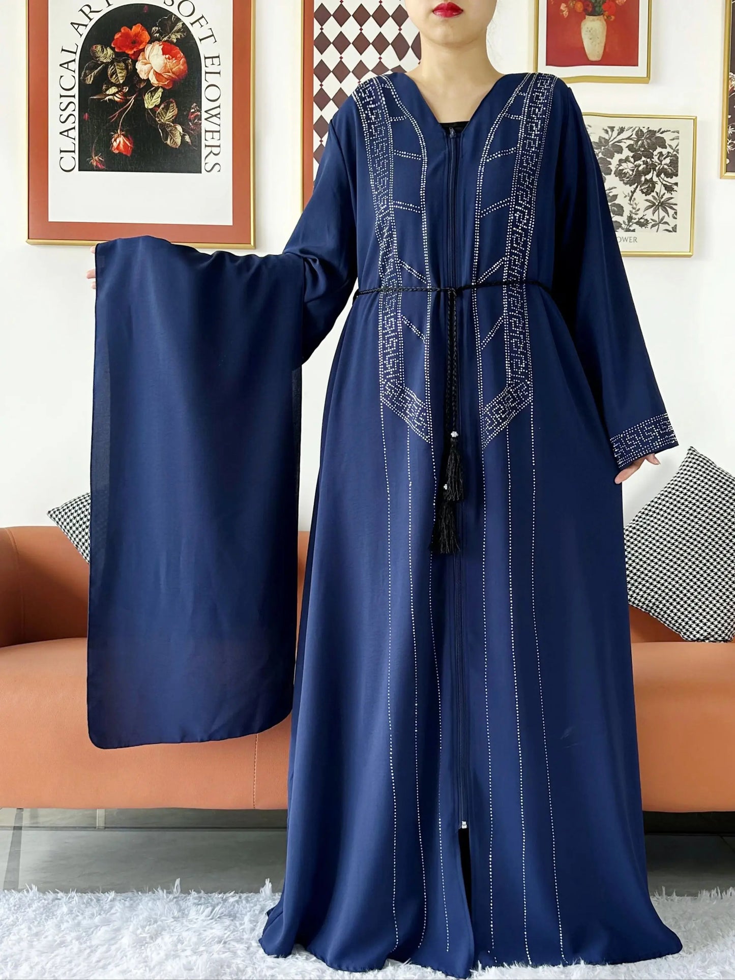 Luxury Design Open Abaya Muslim Women Dress.