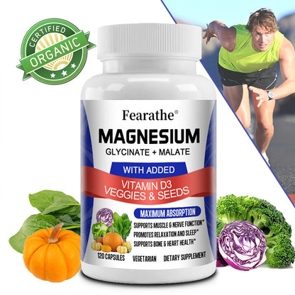 Bone Heart Sleep Nerve Support - Magnesium Glycinate & Malate Complex.
