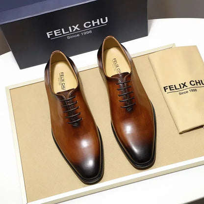 Genuine Cow Leather Mens Wholecut Oxford Shoes.
