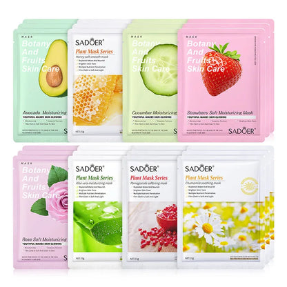 8pcs Natural Plant Beauty Skincare Facial Masks.