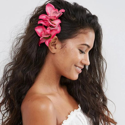 2PCS Small Hairpin Orchid Silk Flower Head Clips.